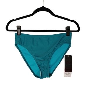 AERIN ROSE Ombre Emerald Teal Green High Waist Bikini Bottoms Small NWT